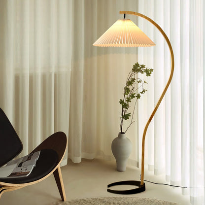 Caprani Scandinavian Wood and Metal Floor Lamp