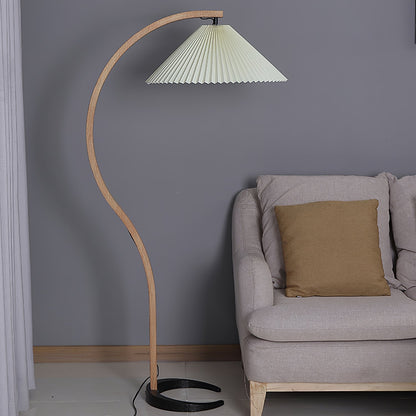 Caprani Scandinavian Wood and Metal Floor Lamp