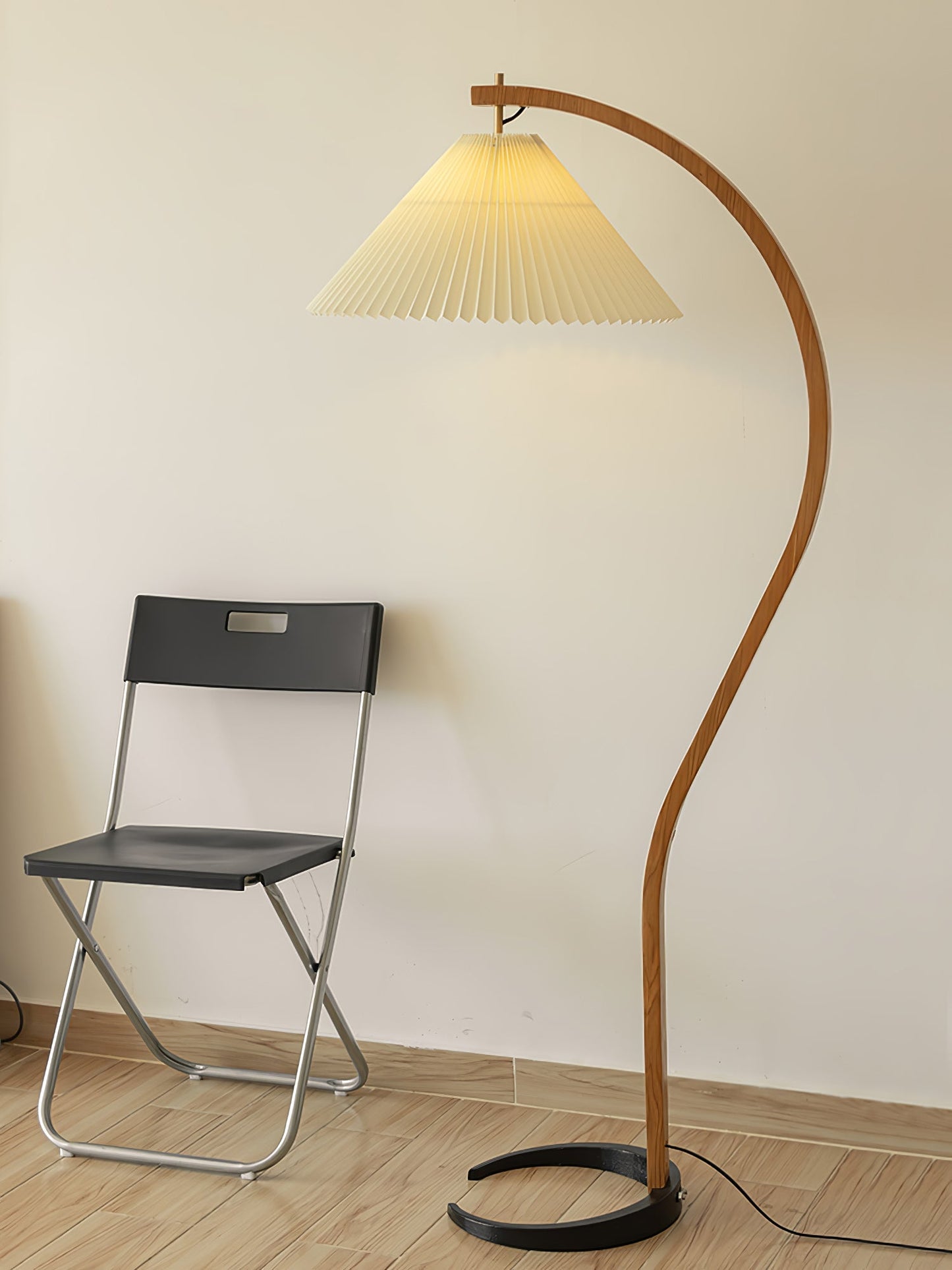 Caprani Scandinavian Wood and Metal Floor Lamp