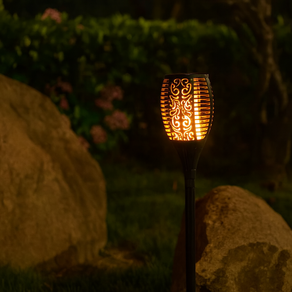 Outdoor Solar Torch Light with Flickering Flame