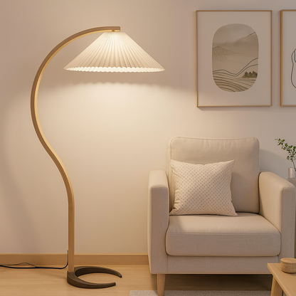 Caprani Scandinavian Wood and Metal Floor Lamp