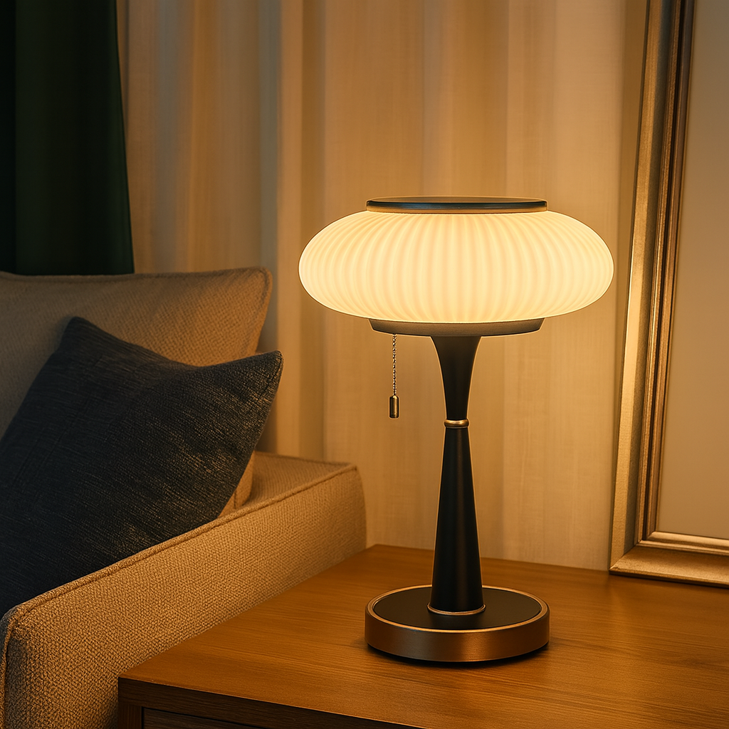 Matsutake Mushroom Table Lamp Wood Metal Glass