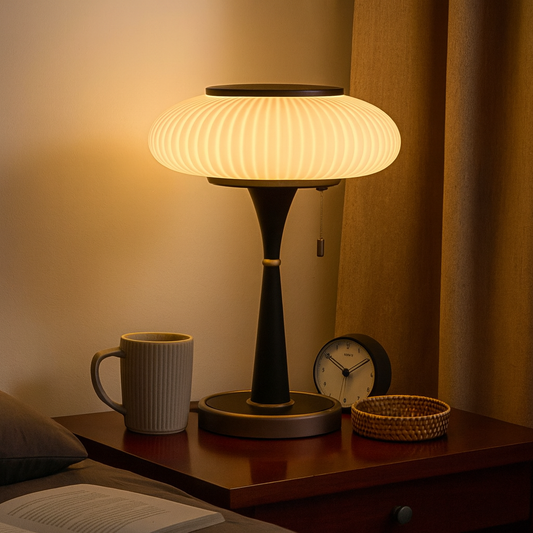Matsutake Mushroom Table Lamp Wood Metal Glass
