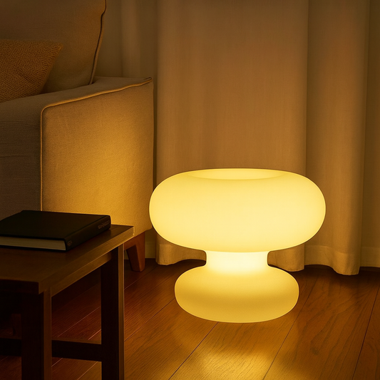Modern Donut Table Lamp with Glass Shade