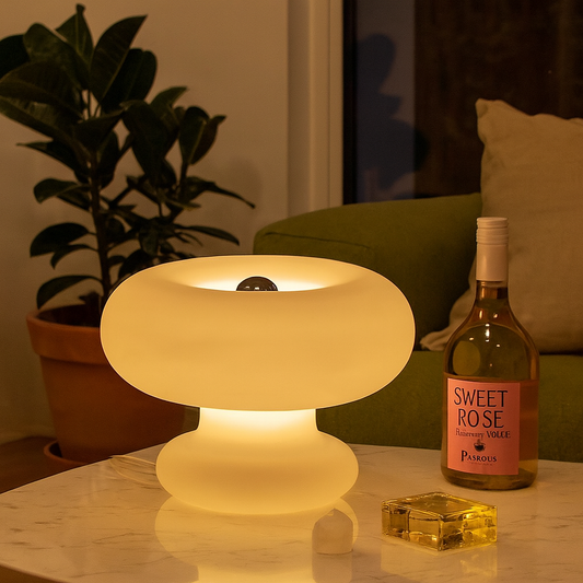 Modern Donut Table Lamp with Glass Shade