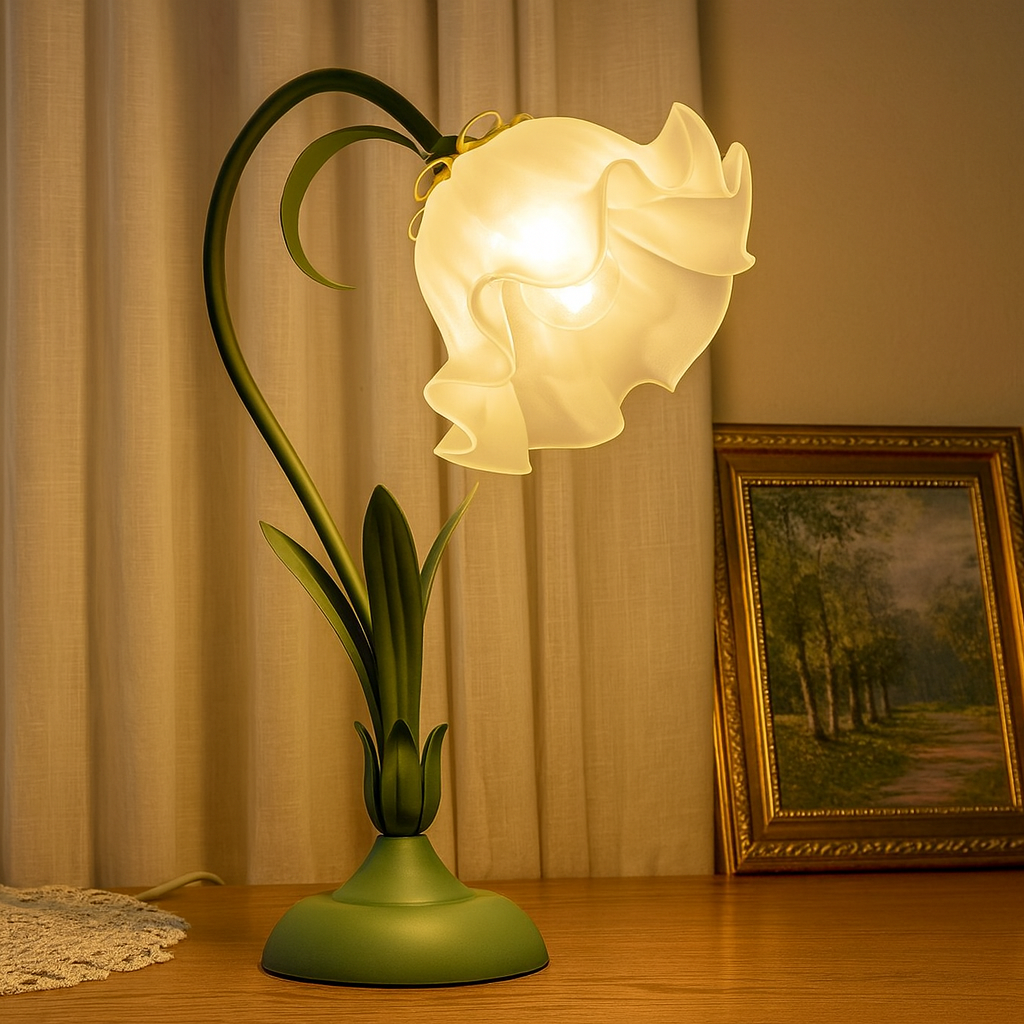 Vintage Adjustable Flower Table Lamp Metal Design