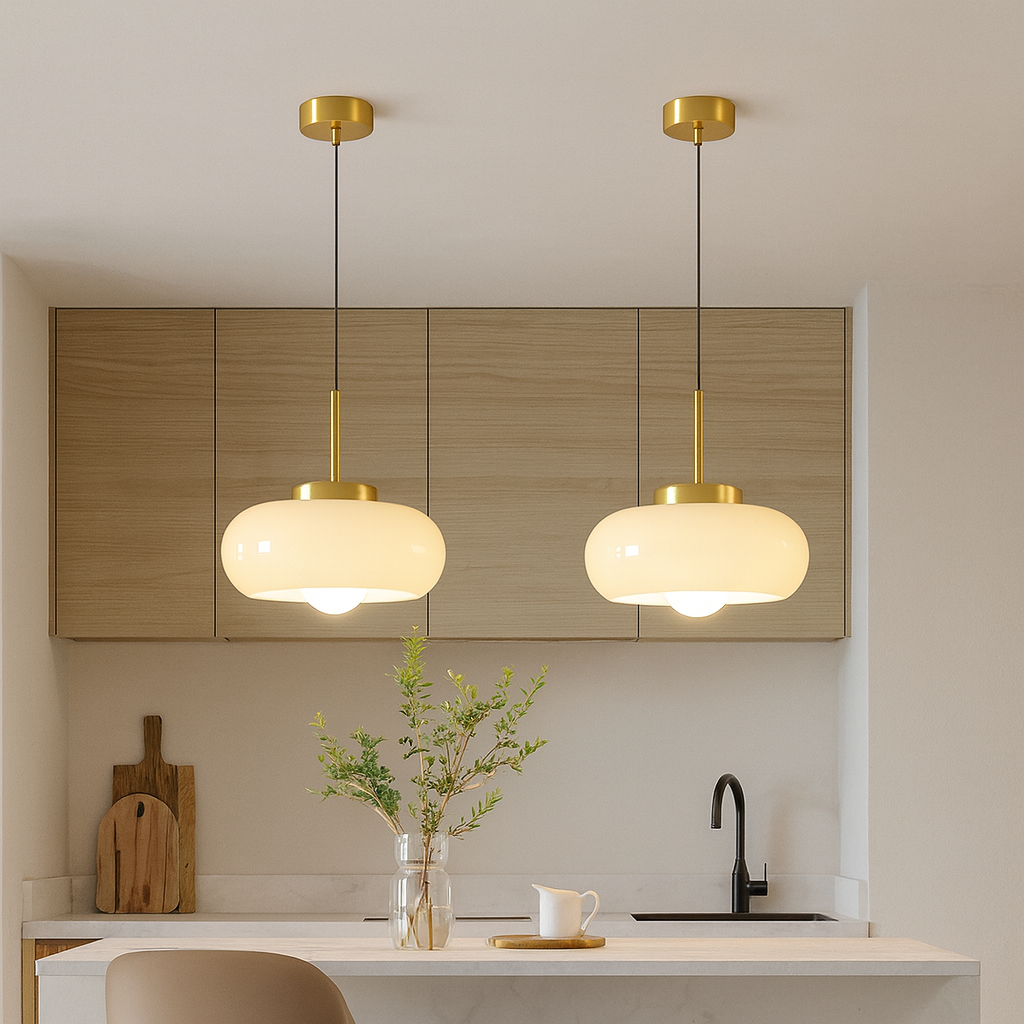 Modern Copper Glass Pendant Light Vintage Style