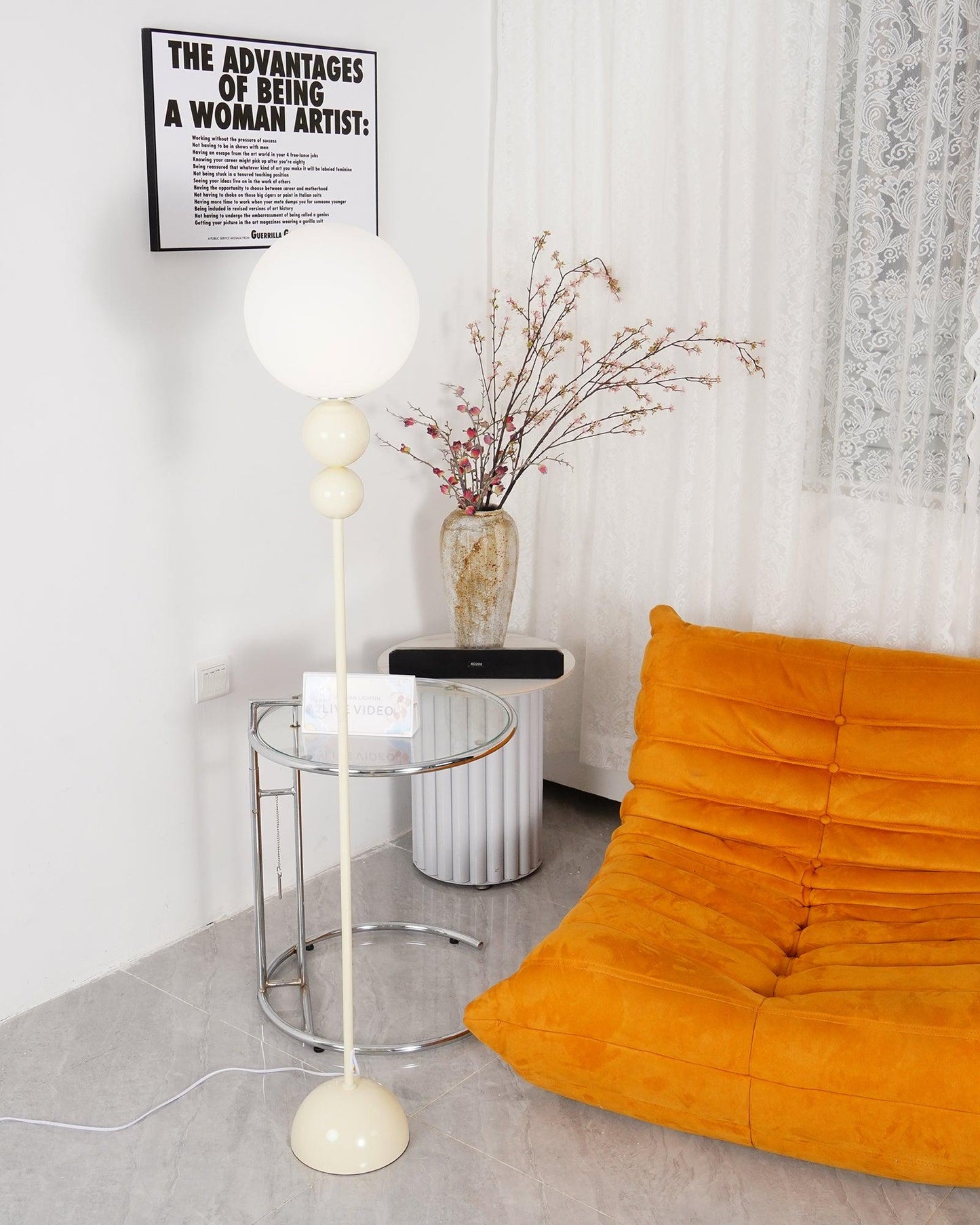 Clavel Modern Metal and Glass Floor Lamp