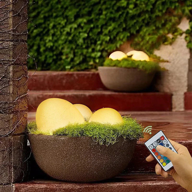 Cobblestone LED Garden Light with Remote Control