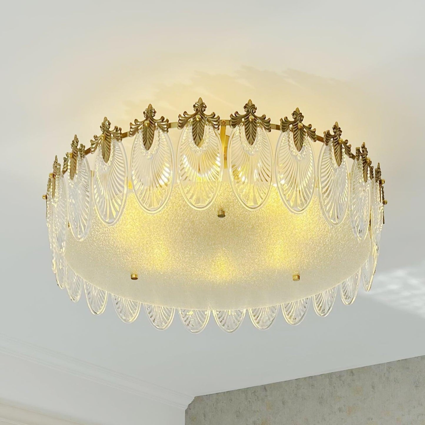 Round Decorative Glass Chandelier Ceiling Light