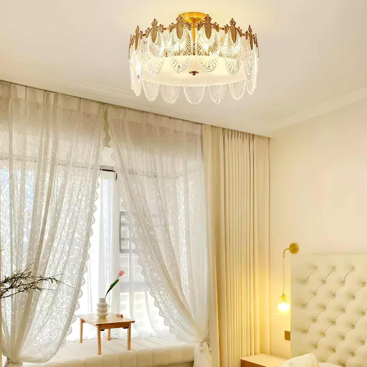Round Decorative Glass Chandelier Ceiling Light