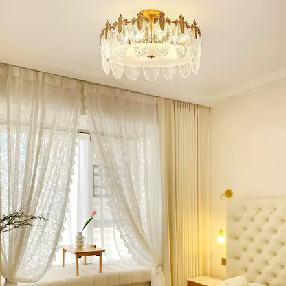 Round Decorative Glass Chandelier Ceiling Light