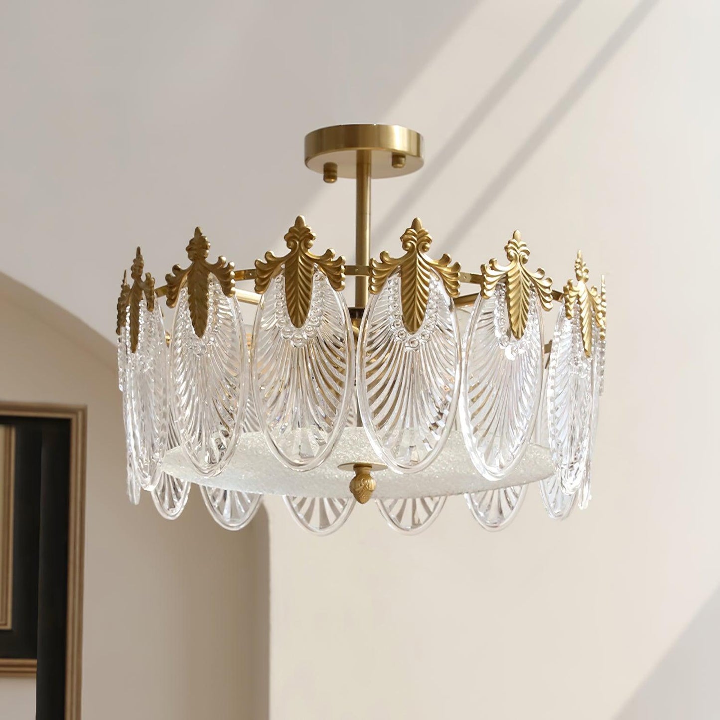 Round Decorative Glass Chandelier Ceiling Light