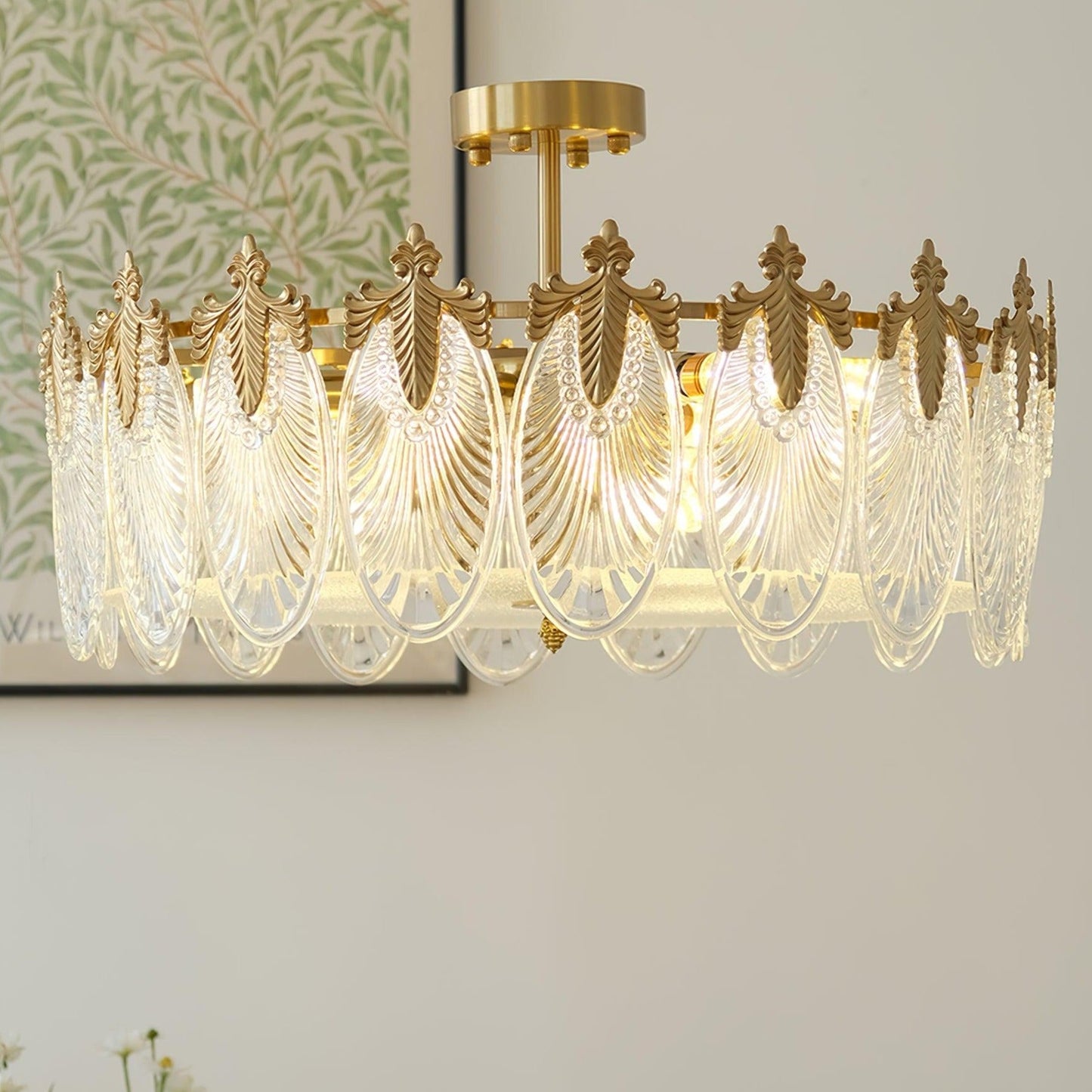 Round Decorative Glass Chandelier Ceiling Light