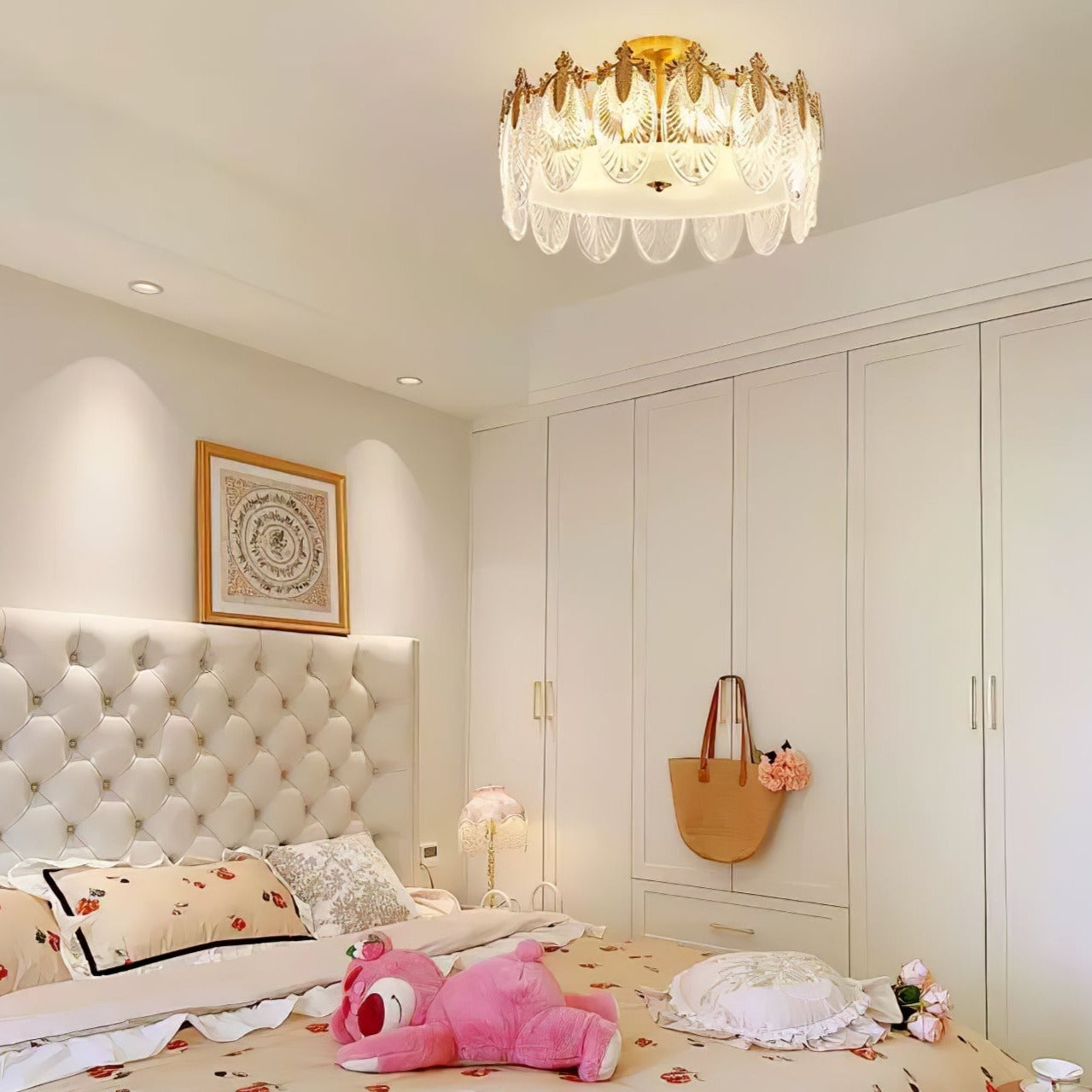 Round Decorative Glass Chandelier Ceiling Light