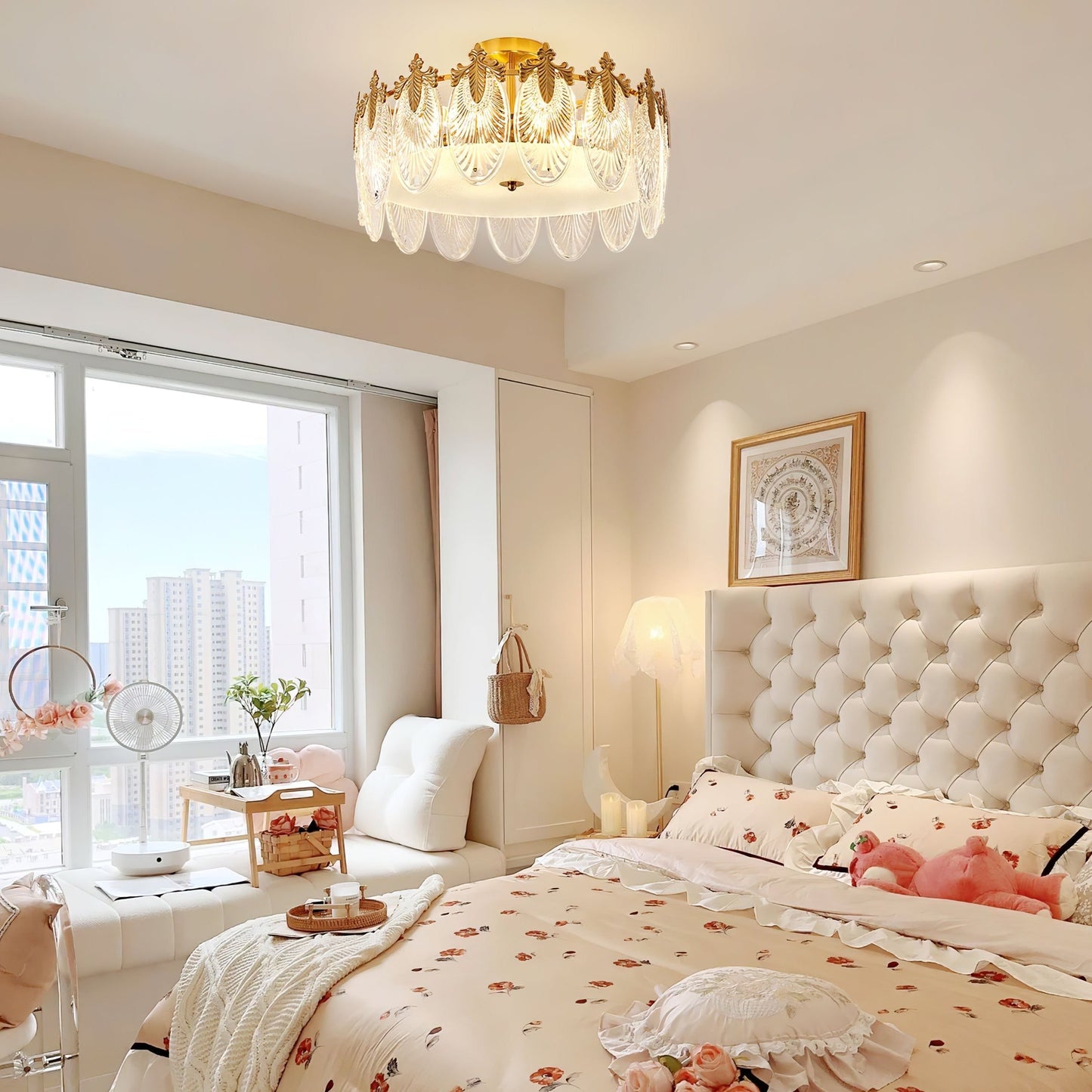 Round Decorative Glass Chandelier Ceiling Light