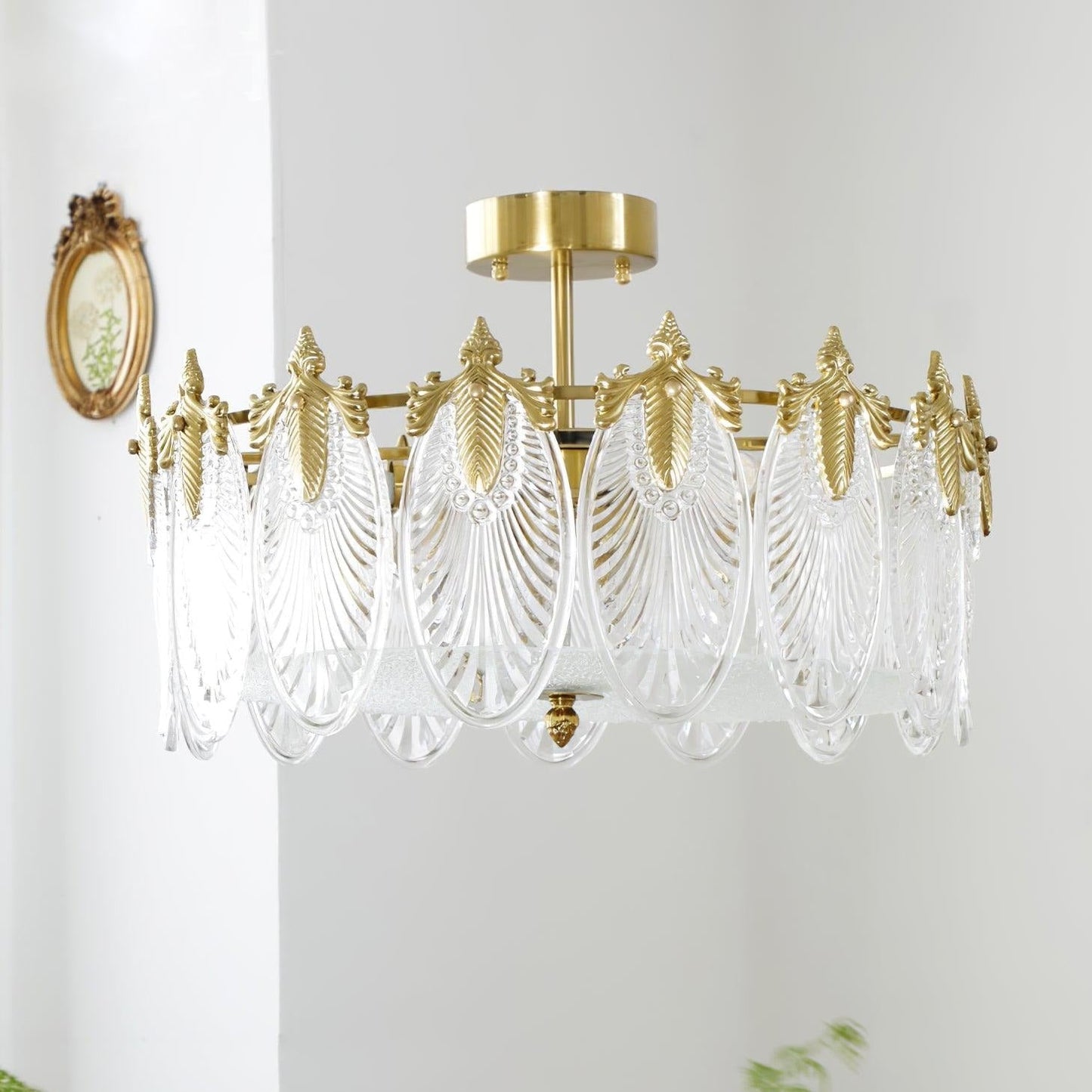 Round Decorative Glass Chandelier Ceiling Light