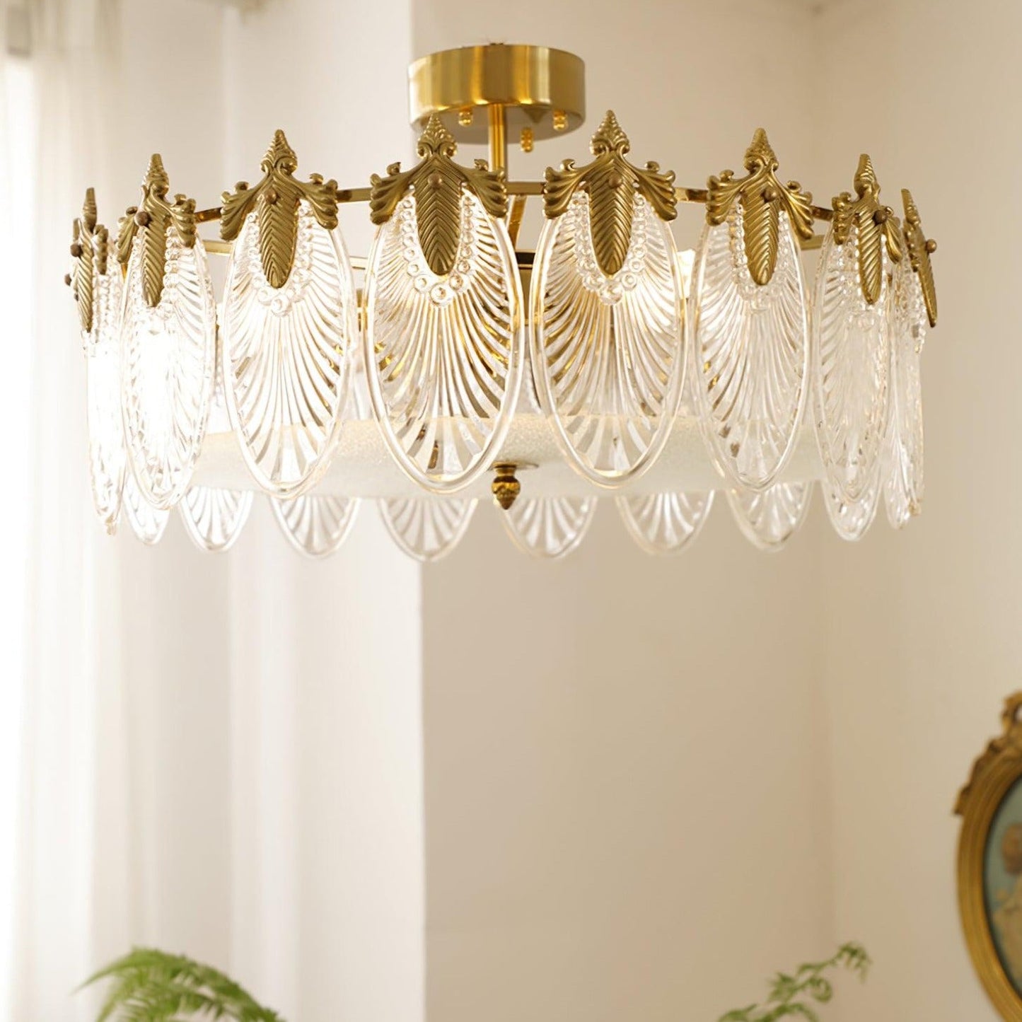 Round Decorative Glass Chandelier Ceiling Light