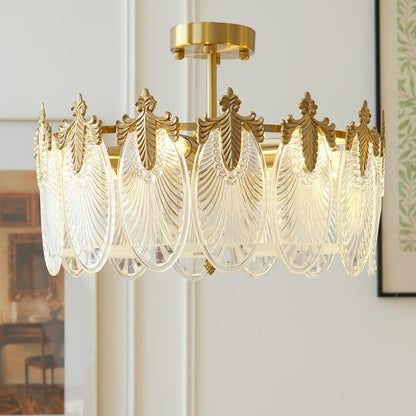 Round Decorative Glass Chandelier Ceiling Light