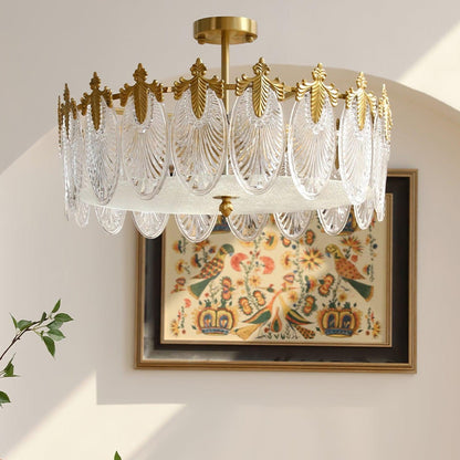 Round Decorative Glass Chandelier Ceiling Light