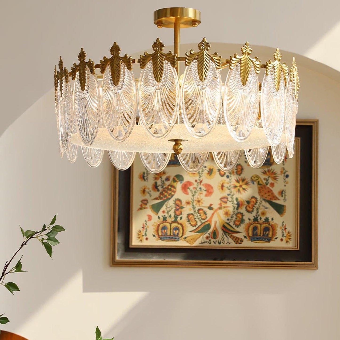 Round Decorative Glass Chandelier Ceiling Light