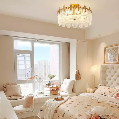 Round Decorative Glass Chandelier Ceiling Light