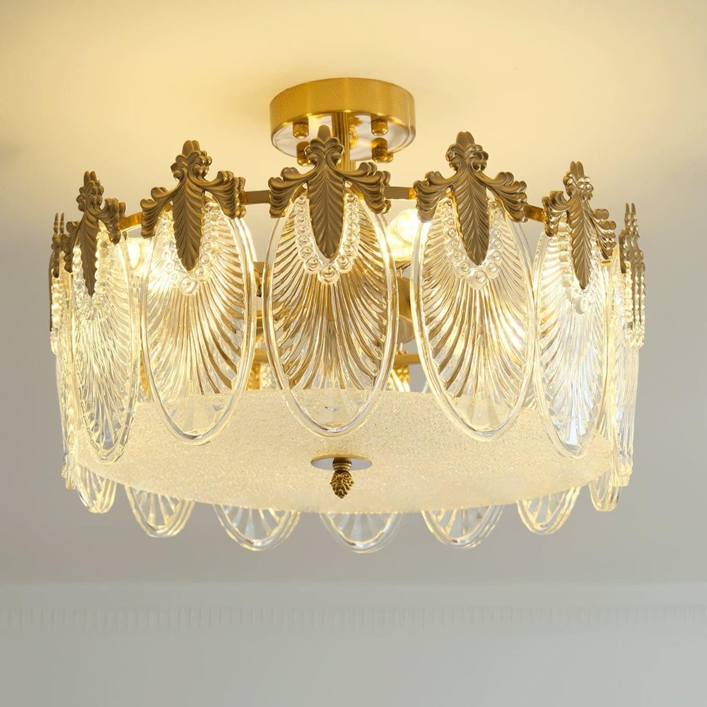 Round Decorative Glass Chandelier Ceiling Light