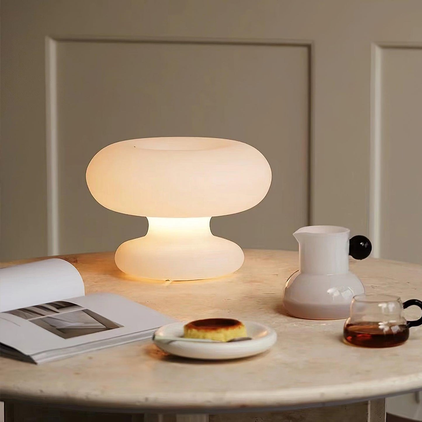 Modern Donut Table Lamp with Glass Shade