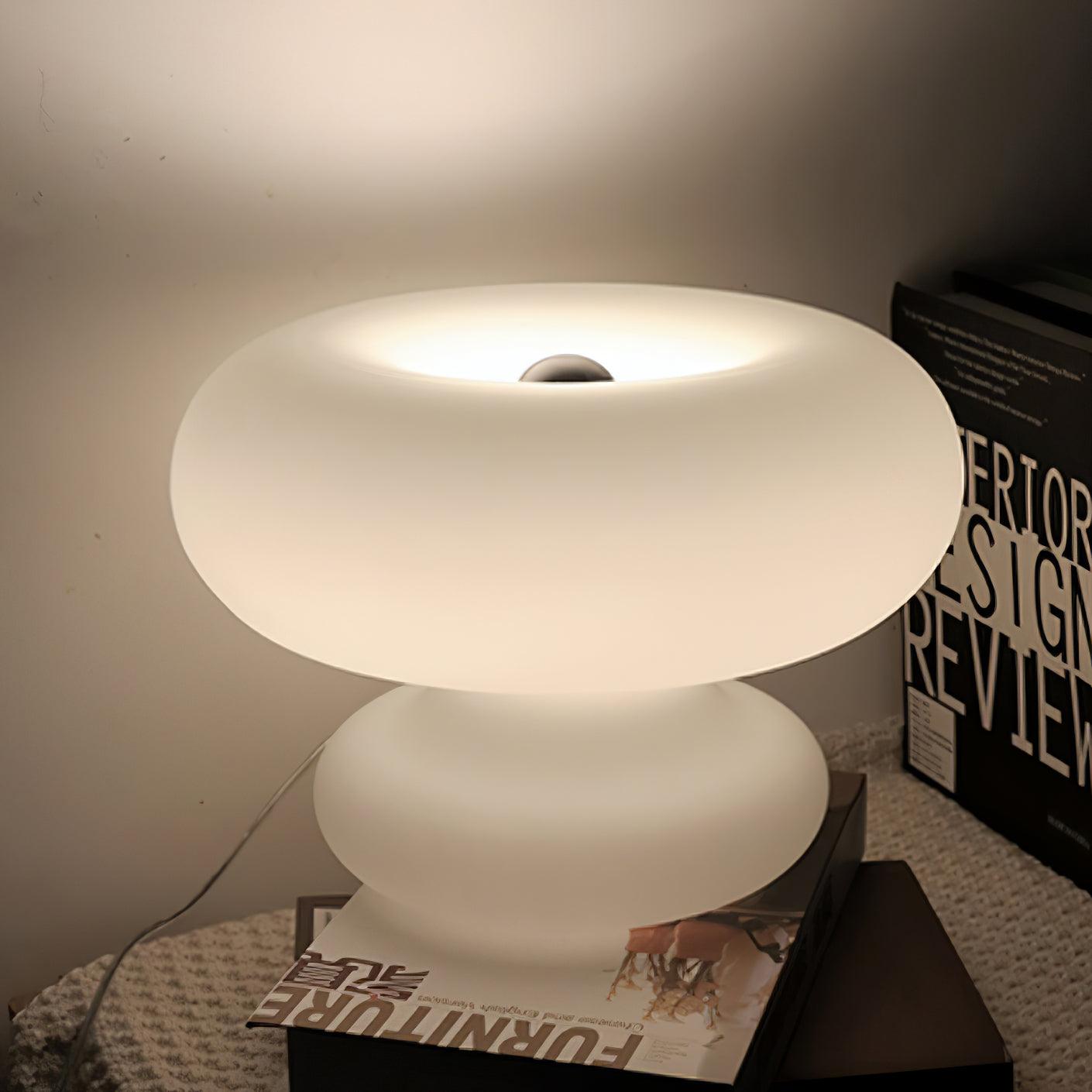 Modern Donut Table Lamp with Glass Shade