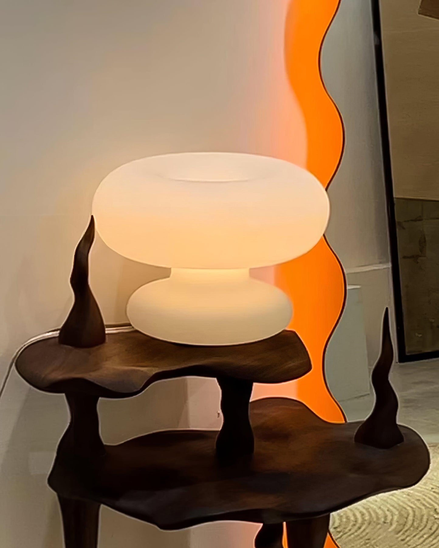 Modern Donut Table Lamp with Glass Shade