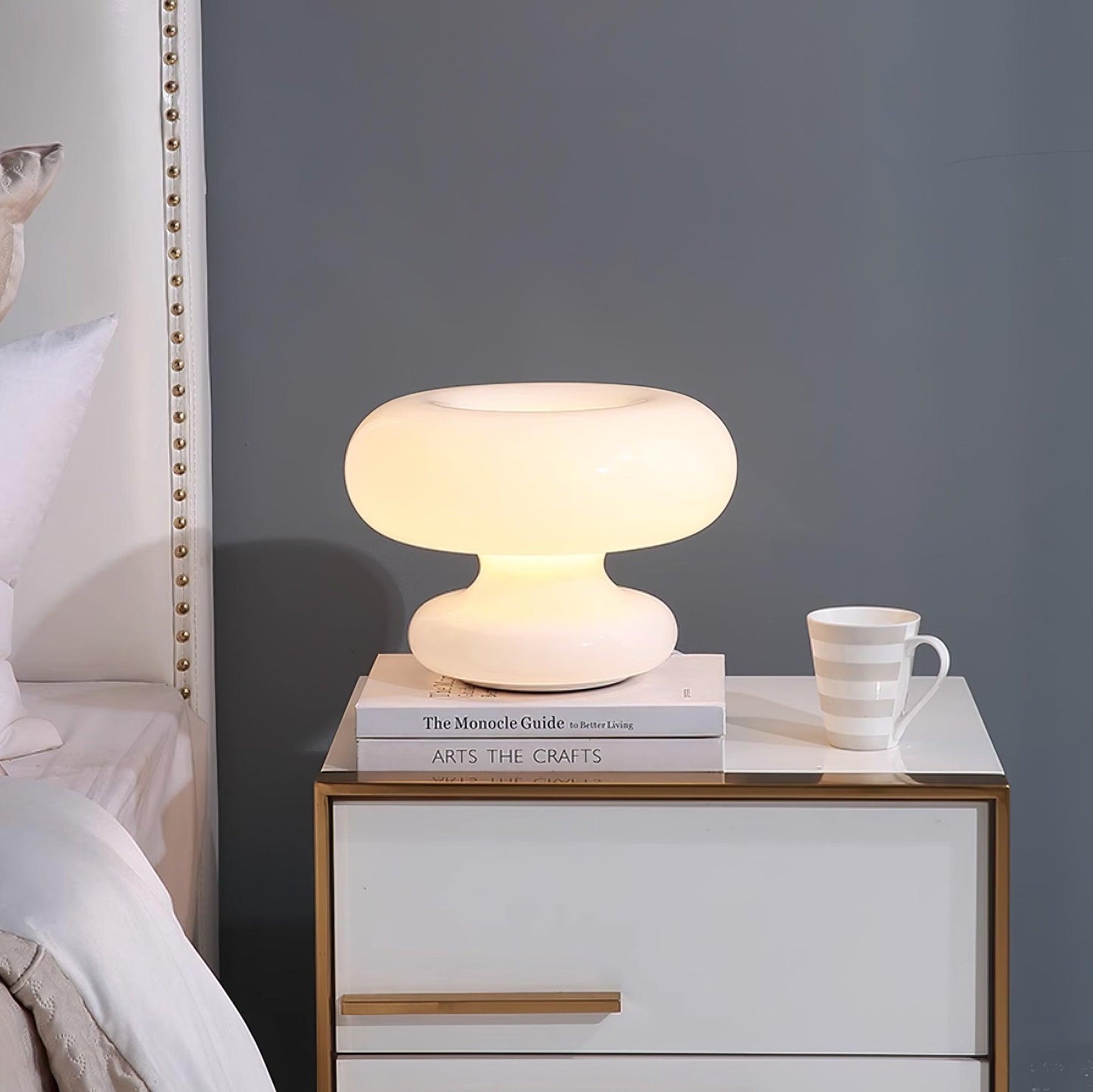 Modern Donut Table Lamp with Glass Shade