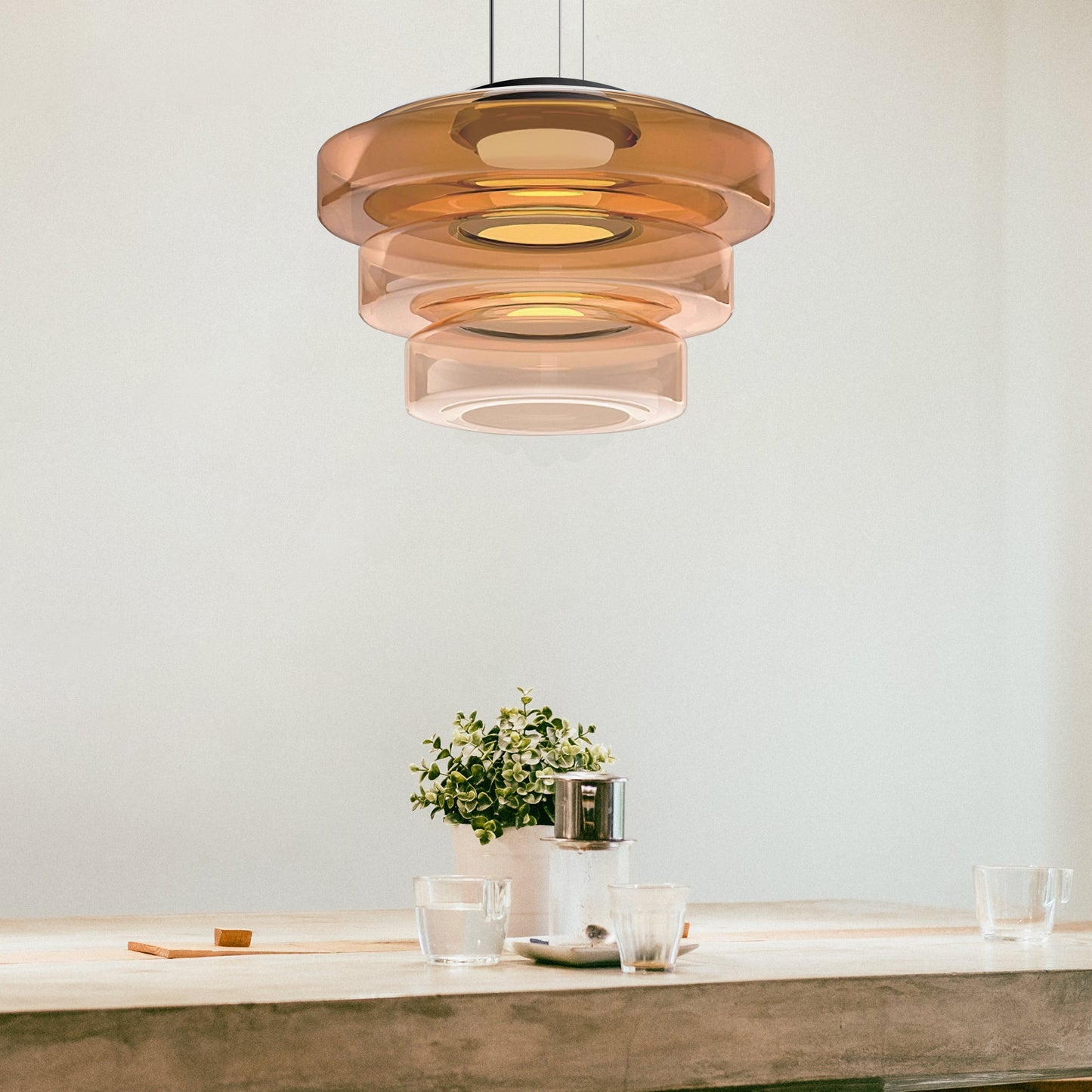 Bauhaus Glass Pendant Light Fixture