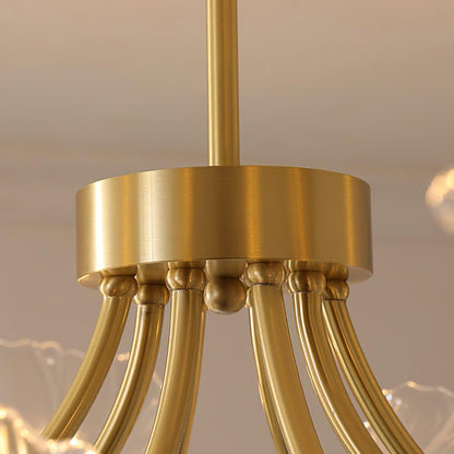 Flower Glass Brass Chandelier Ceiling Light