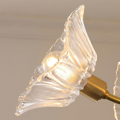 Flower Glass Brass Chandelier Ceiling Light