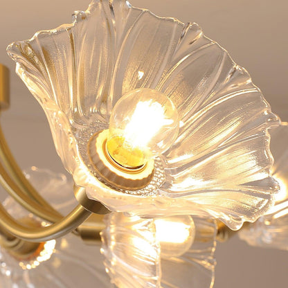 Flower Glass Brass Chandelier Ceiling Light
