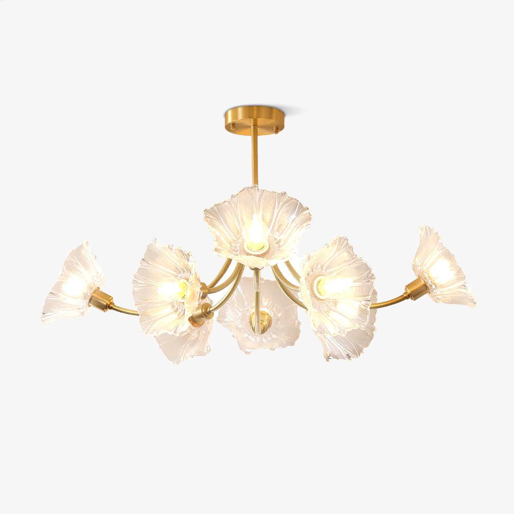 Flower Glass Brass Chandelier Ceiling Light