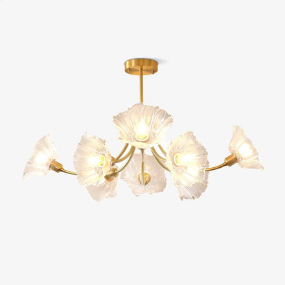 Flower Glass Brass Chandelier Ceiling Light