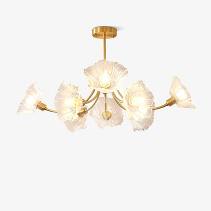 Flower Glass Brass Chandelier Ceiling Light