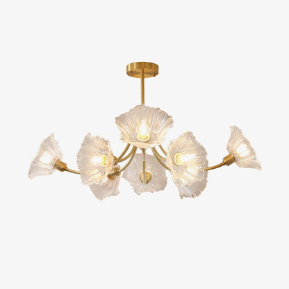 Flower Glass Brass Chandelier Ceiling Light