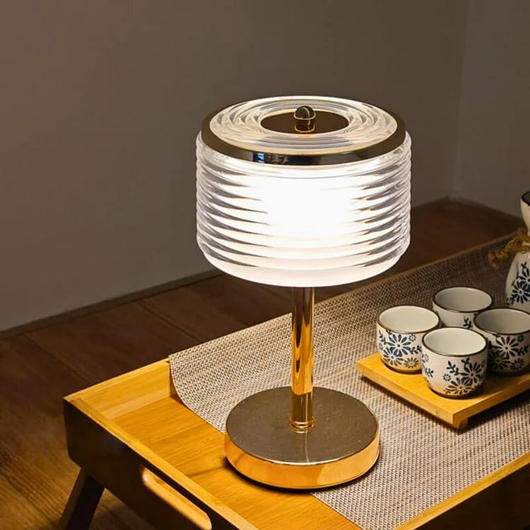 Gold LED Ring Table Lamp with Adjustable Light