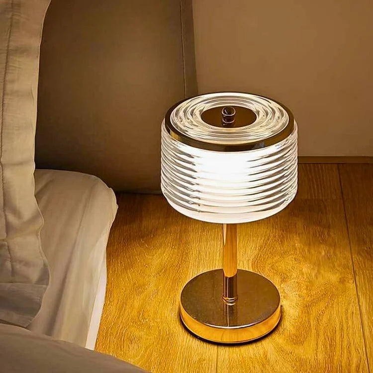 Gold LED Ring Table Lamp with Adjustable Light