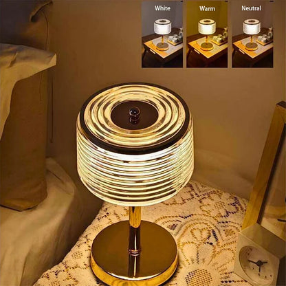 Gold LED Ring Table Lamp with Adjustable Light