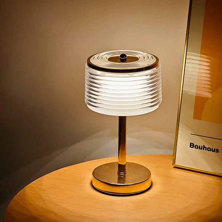 Gold LED Ring Table Lamp with Adjustable Light