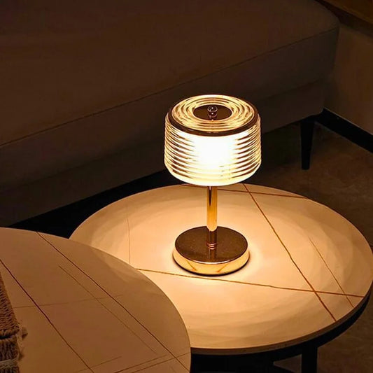 Gold LED Ring Table Lamp with Adjustable Light