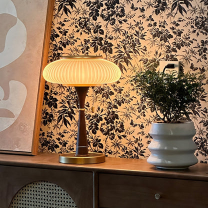 Matsutake Mushroom Table Lamp Wood Metal Glass