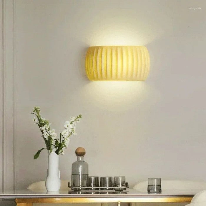 Art Deco Ribbed Resin Wall Sconce Light
