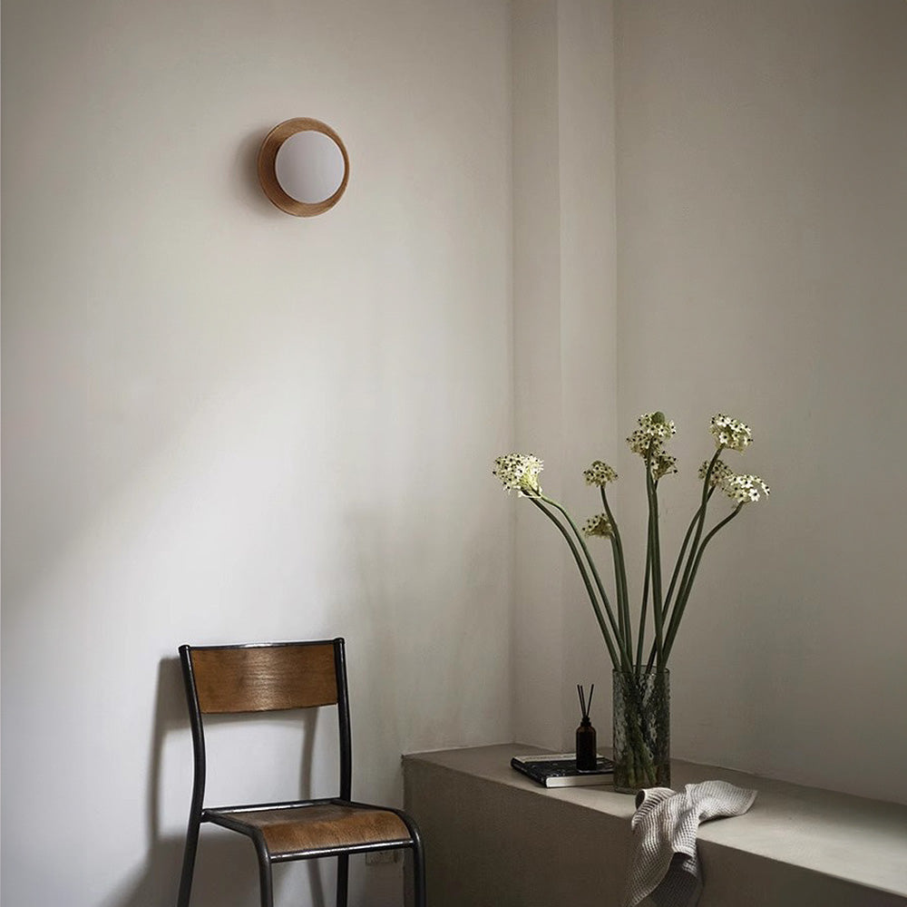Minimalist White Wood Wall Sconce Light