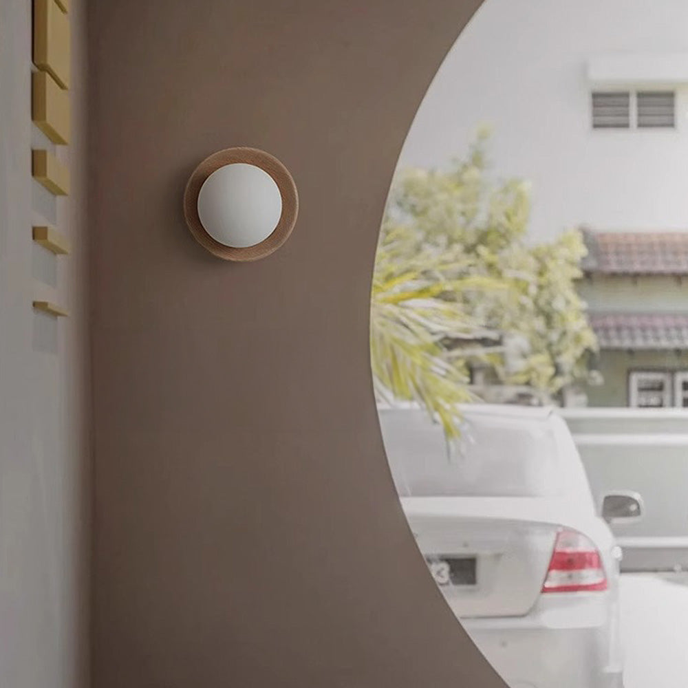 Minimalist White Wood Wall Sconce Light