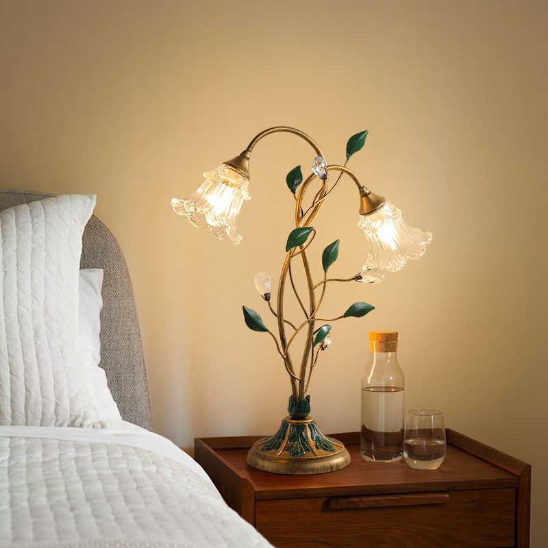 French Flower Crystal Glass Table Lamp