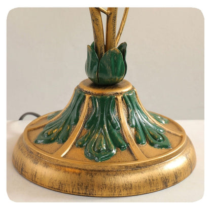 French Flower Crystal Glass Table Lamp
